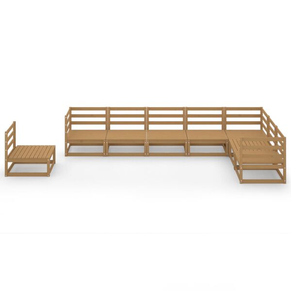 vidaXL lounges&aelig;t til haven 8 dele massivt fyrretr&aelig; gyldenbrun