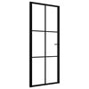 vidaXL indvendig d&oslash;r 83x201,5 cm sikkerhedsglas og aluminium sort