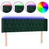 vidaXL sengegavl med LED-lys 147x16x78/88 cm fl&oslash;jl m&oslash;rkegr&oslash;n