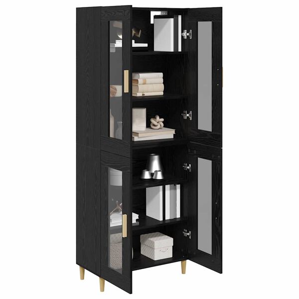 vidaXL Highboard Sort eg 69,5 x 34 x 180 cm Konstrueret tr&aelig;