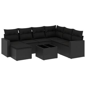 vidaXL sofas&aelig;t til haven 8 dele med hynder polyrattan sort