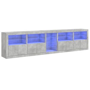 vidaXL sk&aelig;nk med LED-lys 283x37x67 cm betongr&aring;
