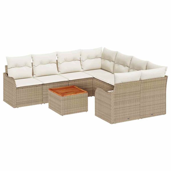 vidaXL Havesofa S&aelig;t med opbevaring 9 pcs Beige og creme polyrattan