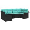 vidaXL Havesofa S&aelig;t med opbevaring 6 pcs Sort Poly rattan