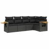vidaXL sofas&aelig;t til haven 5 dele med hynder polyrattan sort