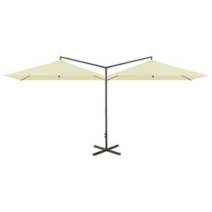 vidaXL dobbelt parasol 600x300 cm st&aring;lstang sandfarvet