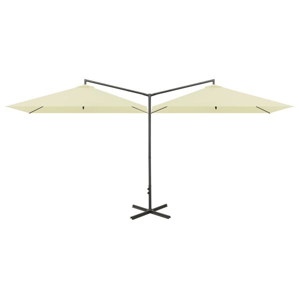 vidaXL dobbelt parasol 600x300 cm st&aring;lstang sandfarvet