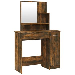 vidaXL makeupbord med spejl 86,5x35x136 cm r&oslash;get egetr&aelig;sfarve