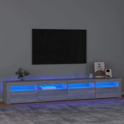 vidaXL tv-skab med LED-lys 240x35x40 cm grå sonoma-eg