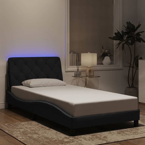 vidaXL sengeramme med LED uden madras 100x200 cm velour sort