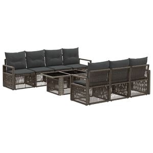 vidaXL Havesofa S&aelig;t 8 stk. Gr&aring; og M&oslash;rkegr&aring; polyrattan