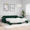 vidaXL daybed med udtr&aelig;k 100x200 cm velour m&oslash;rkegr&oslash;n