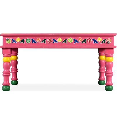 vidaXL sofabord i massivt mangotræ lyserød håndmalet