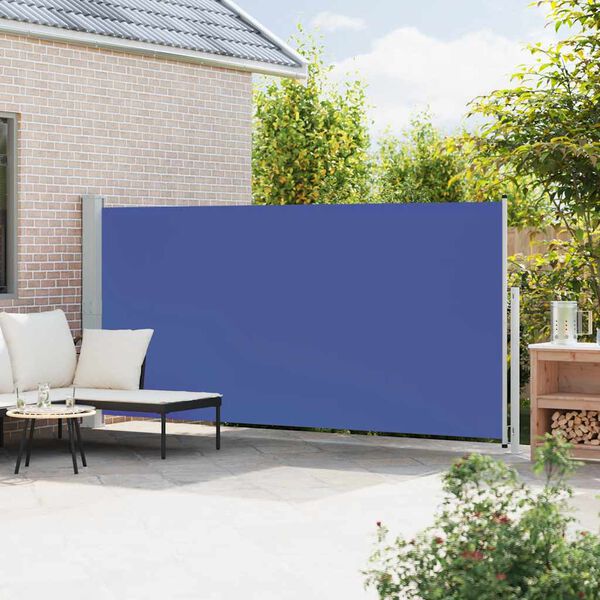 vidaXL sammenrullelig sidemarkise til terrassen 180x500 cm bl&aring;