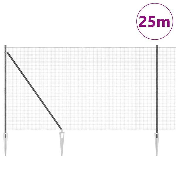 vidaXL Hegnsp&aelig;l Gr&aring; 25 x 1,5 m (25 x 25 mm net) St&aring;l