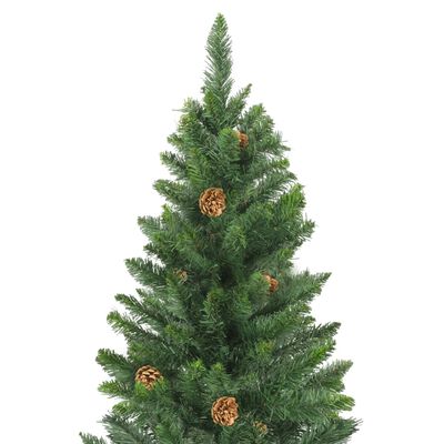 vidaXL kunstigt juletræ med lys og kuglesæt 210 cm grøn