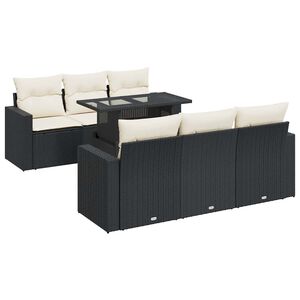 vidaXL sofas&aelig;t til haven 7 dele med hynder polyrattan sort