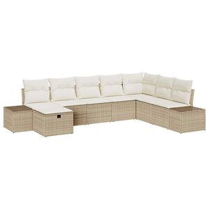 vidaXL Havesofa S&aelig;t med pude 8 pcs Beige polyrattan