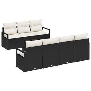 vidaXL Havesofa S&aelig;t 8 pcs Sort og Cream Polyrattan og st&aring;l og glas