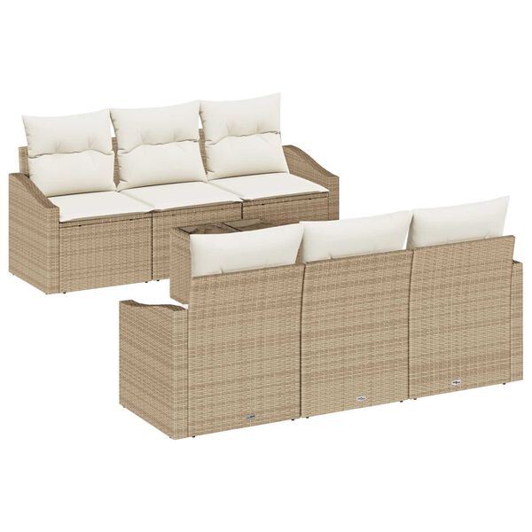 vidaXL Sofa Sæt med pude med pude 7 pcs Beige og creme polyrattan