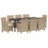 vidaXL Have Spisebordss&aelig;t 9 pcs Beige polyrattan