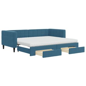 vidaXL daybed med udtr&aelig;k og skuffer 90x200 cm velour bl&aring;