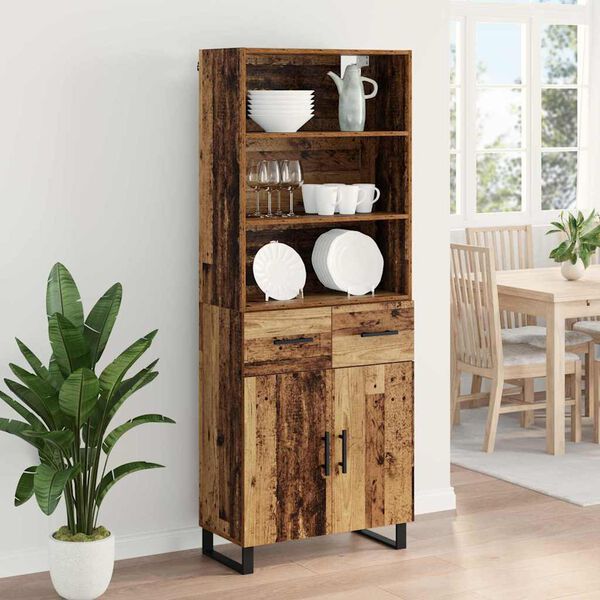 vidaXL Highboard Gammelt tr&aelig; 69,5 x 34 x 180 cm Konstrueret tr&aelig;