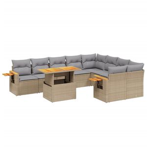 vidaXL sofas&aelig;t til haven 10 dele med hynder polyrattan beige