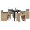 vidaXL Have Spisebordss&aelig;t 5 pcs Beige polyrattan