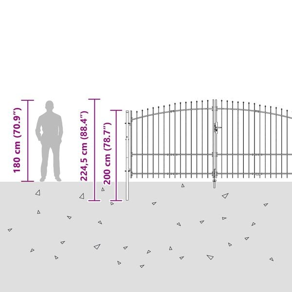 vidaXL Haveport med l&aring;s Gr&aring; 150 x 400 cm St&aring;l