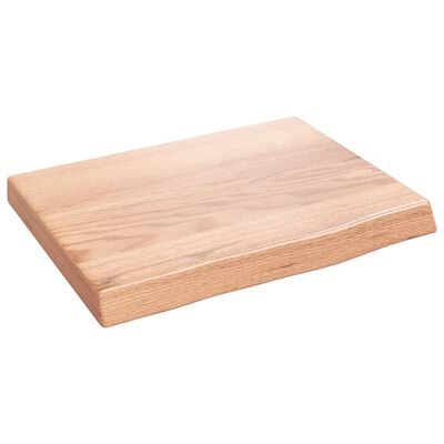 vidaXL bordplade til badeværelse 40x30x(2-4) cm massivt træ lysebrun