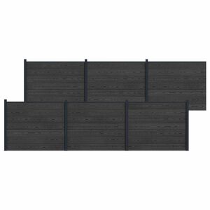 vidaXL Hegnspanel 6 pcs WPC og Aluminium Sort