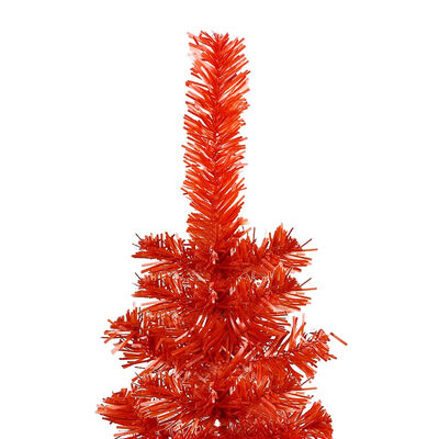 vidaXL kunstigt smalt juletræ med lys og kuglesæt 150 cm PVC rød