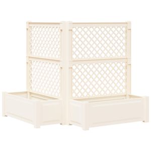 vidaXL Stor blomsterkasse med espalier 2 pcs Hvid 143 x 143 x 133,5 cm