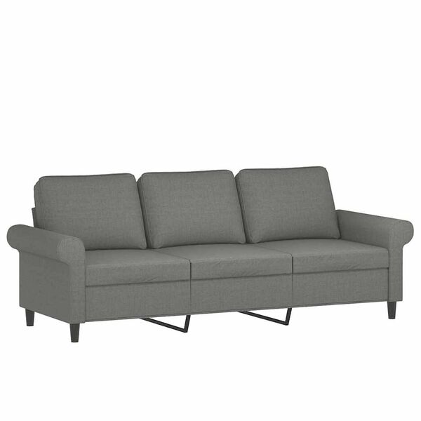 vidaXL 3-personers sofa med fodskammel 180 cm stof M&oslash;rkegr&aring;
