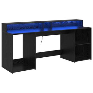 vidaXL Bord med skuffe Sort eg 200 x 55 x 91 cm Konstrueret tr&aelig;