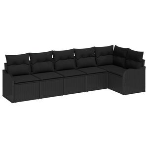 vidaXL Havesofa S&aelig;t med opbevaring 6 pcs Sort polyrattan