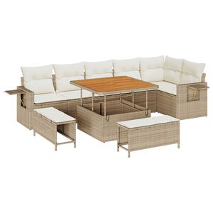 vidaXL Havesofa S&aelig;t 9 pcs Beige polyrattan