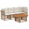 vidaXL Havesofa S&aelig;t 5 stk. Naturlig og Creme Hvid polyrattan
