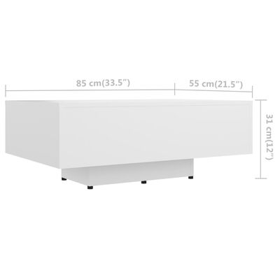 vidaXL sofabord 85x55x31 cm konstrueret træ hvid