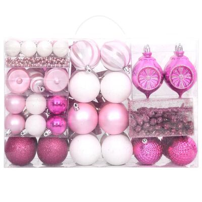 vidaXL julekugler 108 dele hvid og pink
