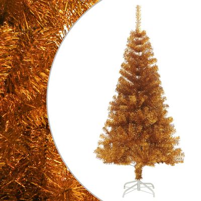 vidaXL kunstigt juletræ med juletræsfod 150 cm PET guldfarvet