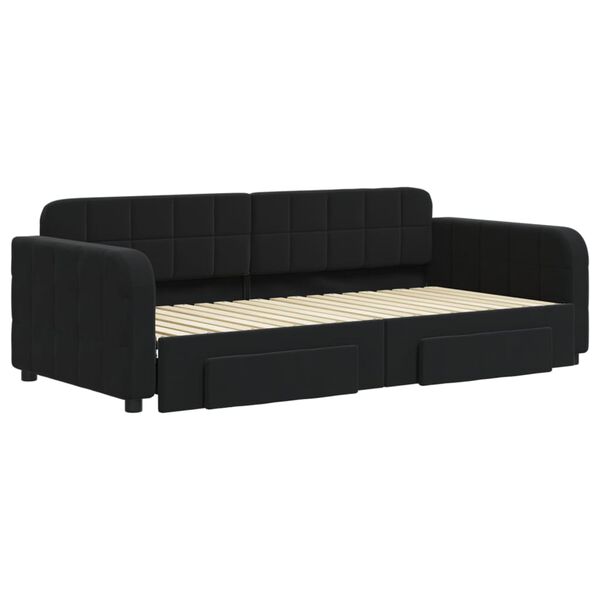 vidaXL daybed med udtræk og skuffer 90x190 cm velour sort