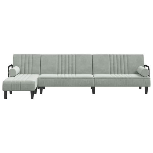 vidaXL L-formet sovesofa 260x140x70 cm velour lysegrå