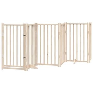 vidaXL hundegitter med d&oslash;r, foldbar, 6 paneler, 300 cm massivt tr&aelig;, gran