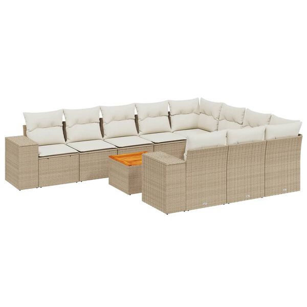 vidaXL sofas&aelig;t til haven 11 dele med hynder polyrattan beige