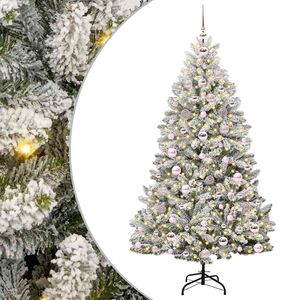vidaXL Kunstigt Hinged Juletr&aelig; Gr&oslash;n og Hvid 180 cm PVC og St&aring;l