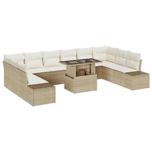 vidaXL Havesofa S&aelig;t med pude 11 pcs beige og cremefarvet