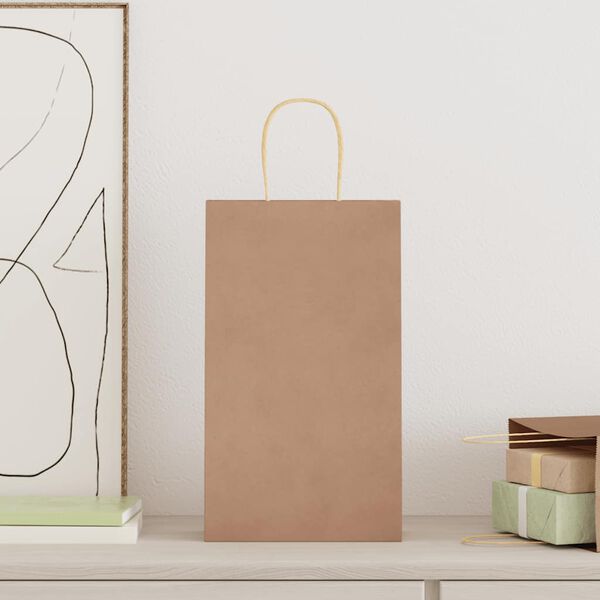 vidaXL papirposer 50 stk. med h&aring;ndtag 21x11x36 cm brun