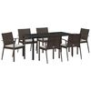 vidaXL Have Spisebordss&aelig;t 7 pcs Brun og sort PE Rattan